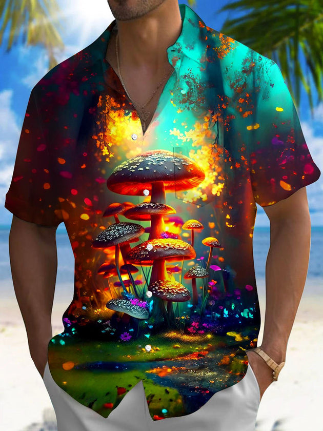 men's mushroom print shirt front view