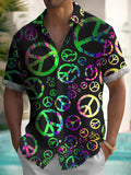 Hippie Art Print Men's Pocket Short Sleeve Shirts