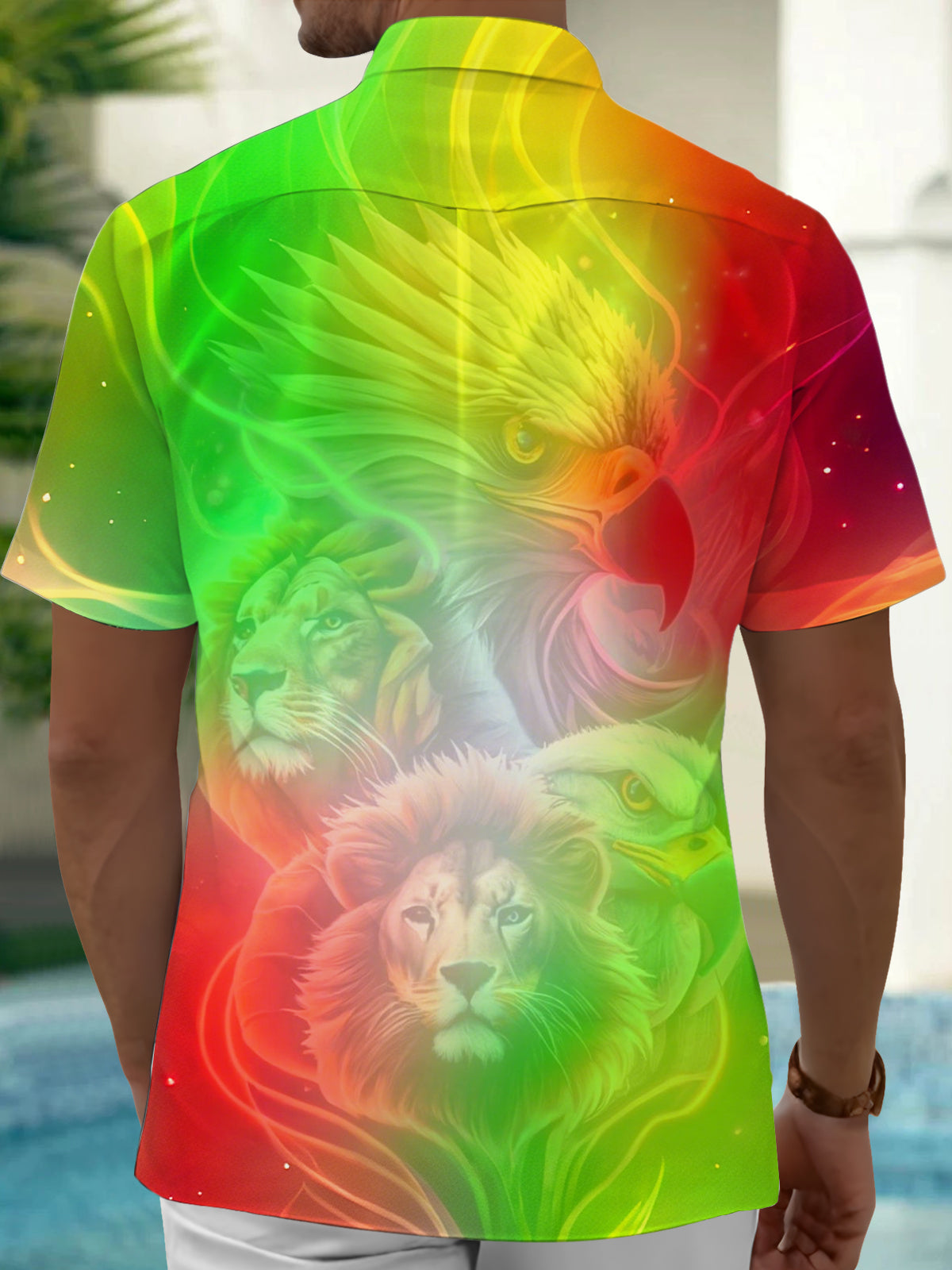 Animal Print Men's Pocket Short Sleeve Shirts