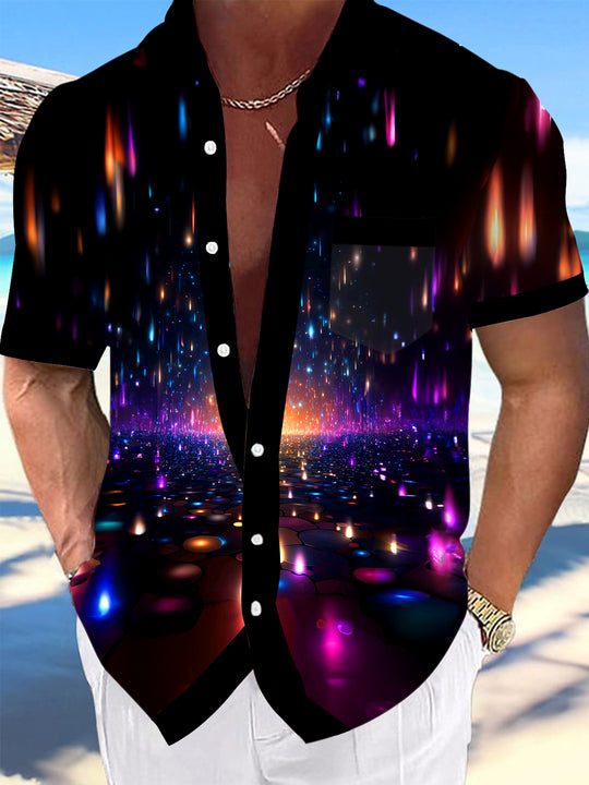 Men's abstract print short sleeve shirt front view