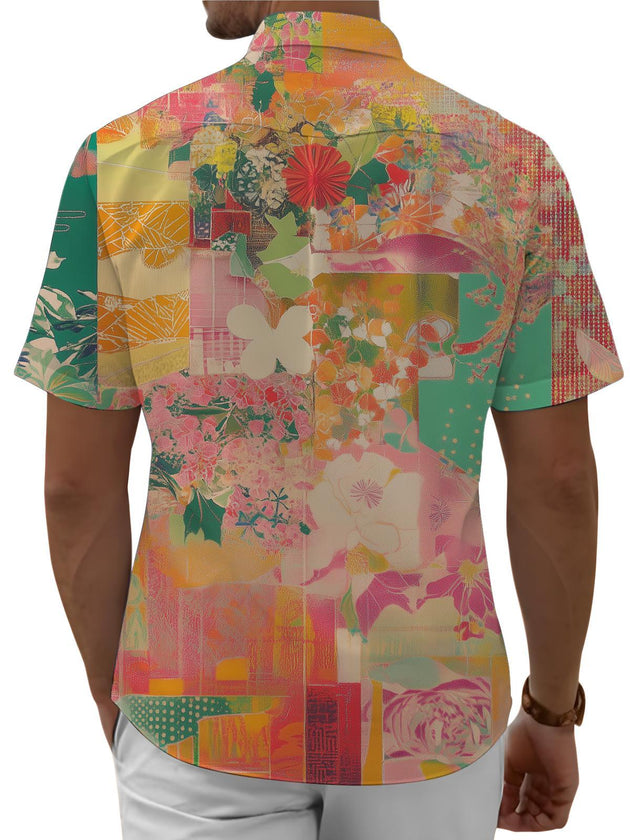 Adaychic Men's Hawaiian Shirts Button Down Santa Printed Short Sleeve Lapel Hawaiian Shirt Loose Fit Summer Tops for Vacation security
