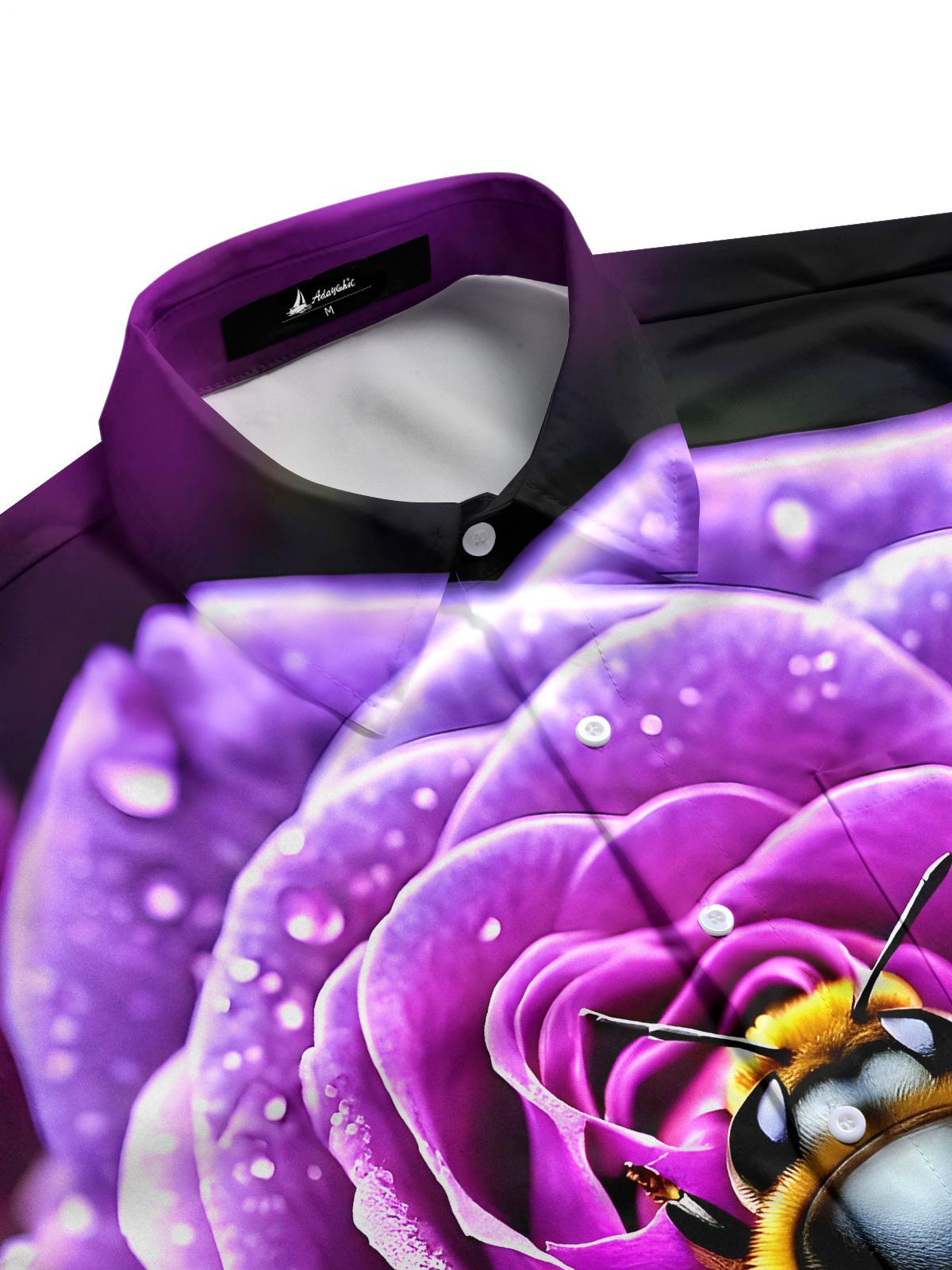 Bee Floral Men's Pocket Short Sleeve Shirts