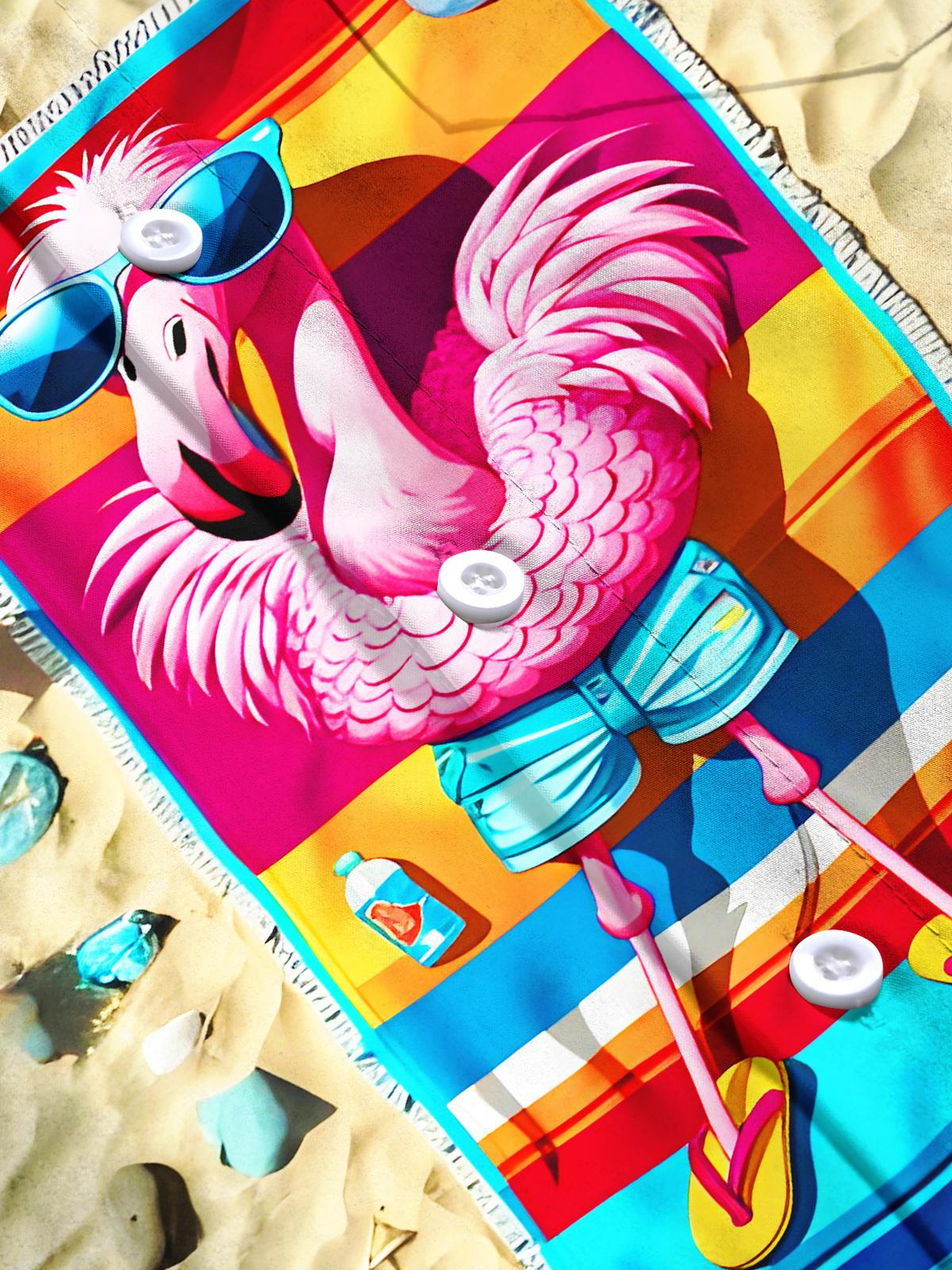 Fun Beach Flamingos Men's Pocket Short Sleeve Shirts