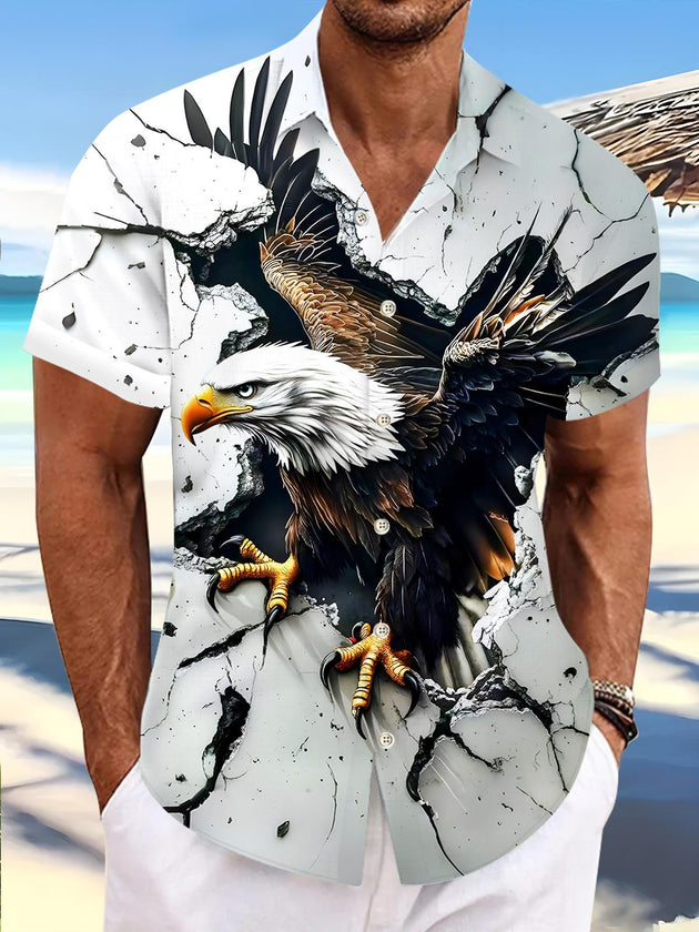 men's eagle print shirt front view