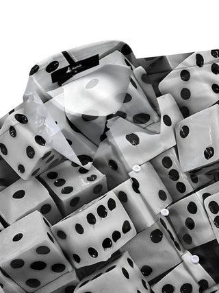 Men's dice print half sleeve pocket shirt side view