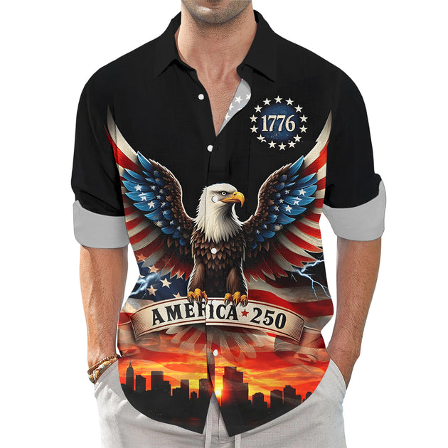 men's button up shirt Independence Day view 20