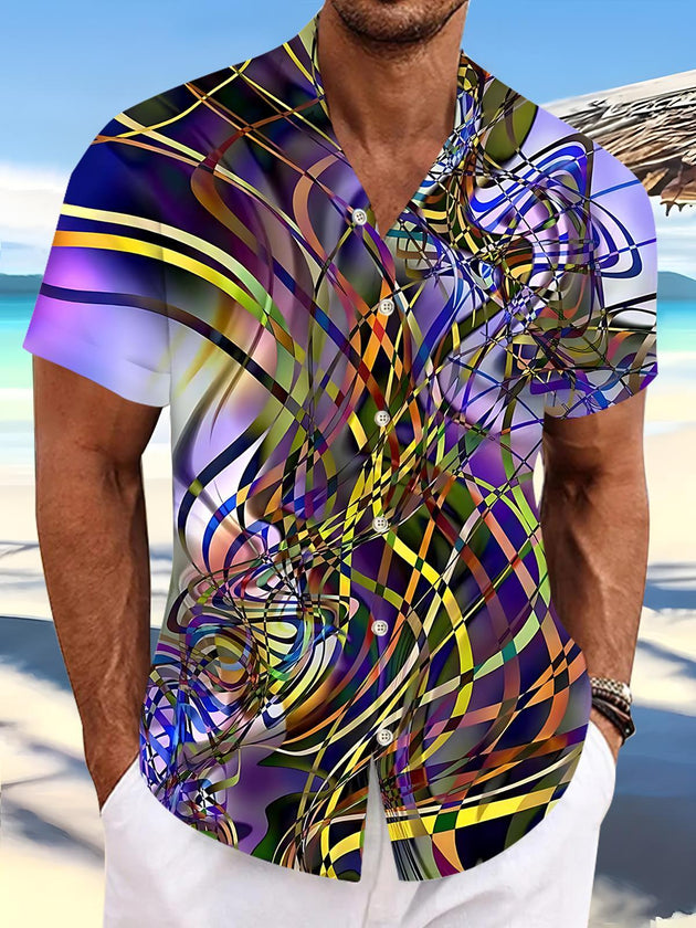 Abstract Men's Pocket Short Sleeve Shirts