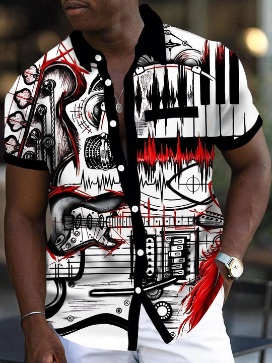 men's music print shirt front view
