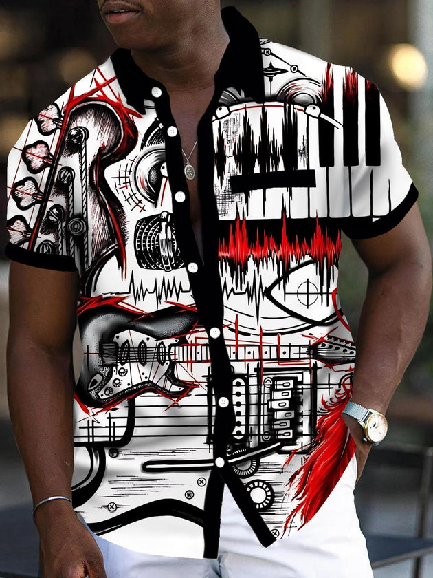 men's music print shirt front view