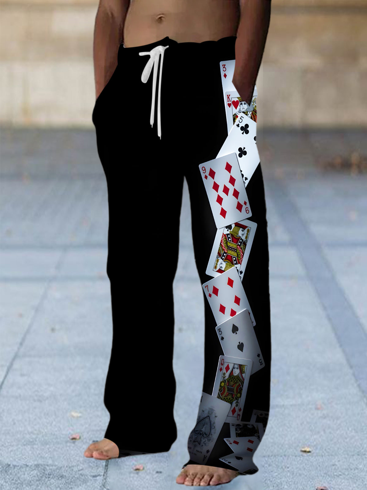 Stereo Poker Men's Casual Elastic Waist Pants