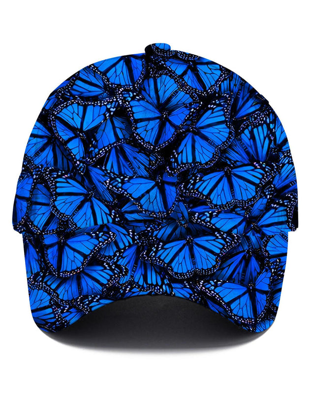 Men's Hawaiian butterfly print baseball cap front view for tropical beach vacation