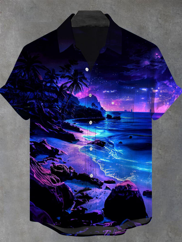men's Hawaiian shirt front view beach vacation