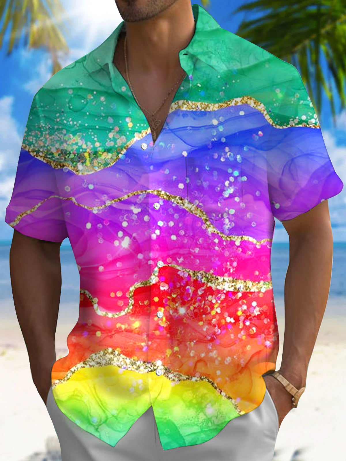 Tie Dye Men's Pocket Short Sleeve Shirts