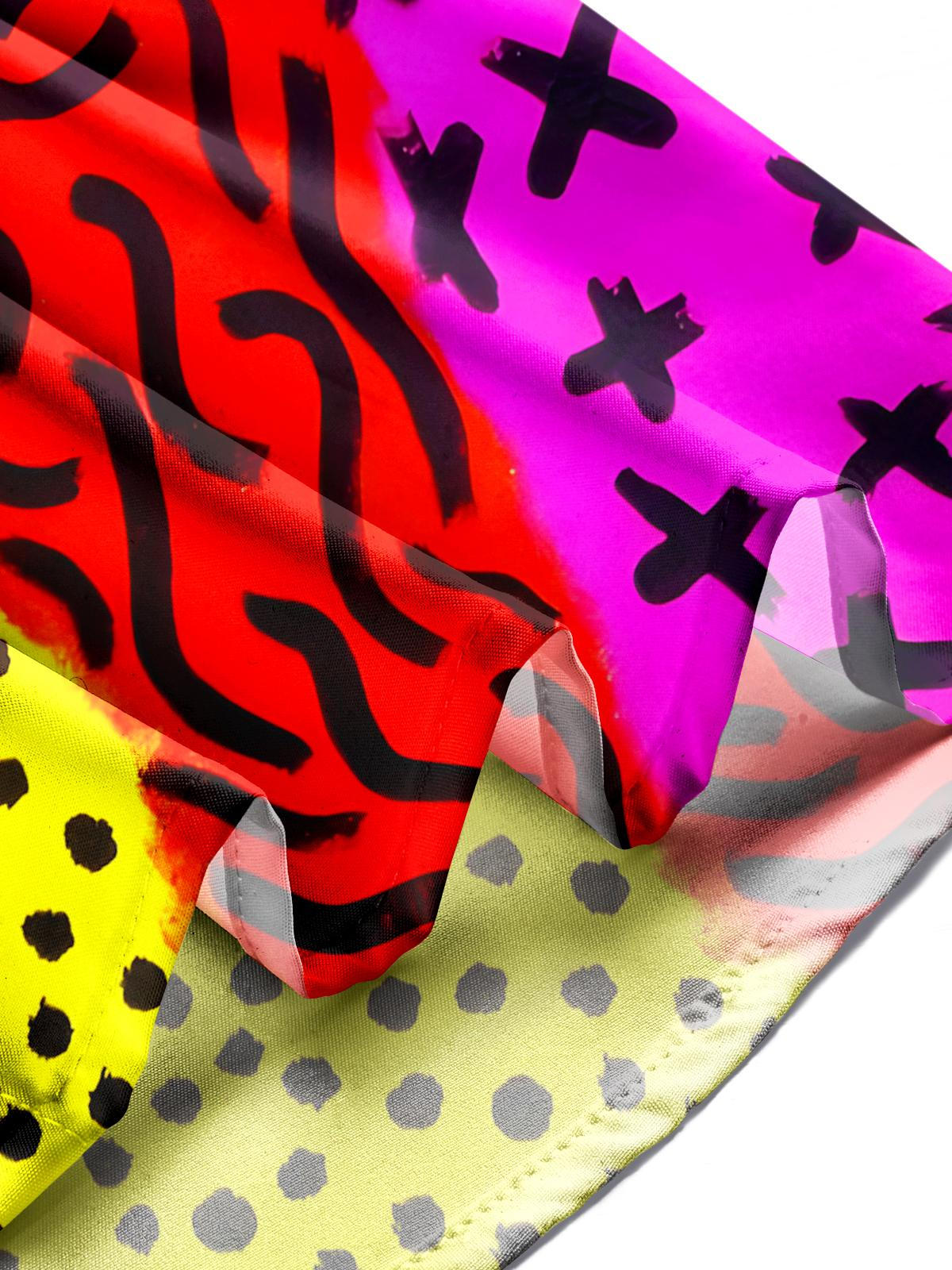 Geometric Contrast Print Men's Pocket Short Sleeve Shirts