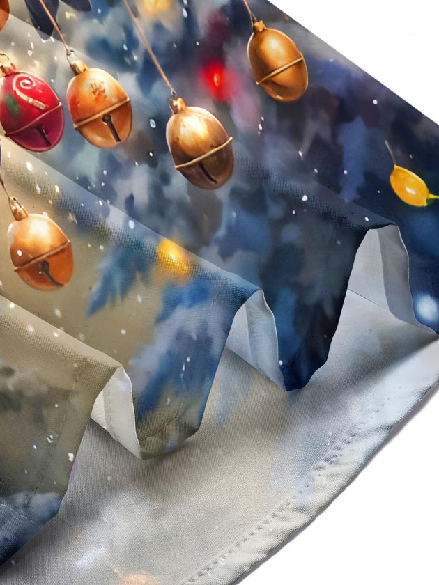 Men's fun Christmas bird lights short sleeve shirt lifestyle photo at holiday party