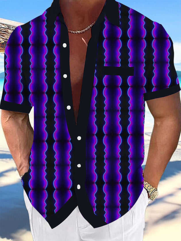 Men's geometric print short sleeve shirt front view