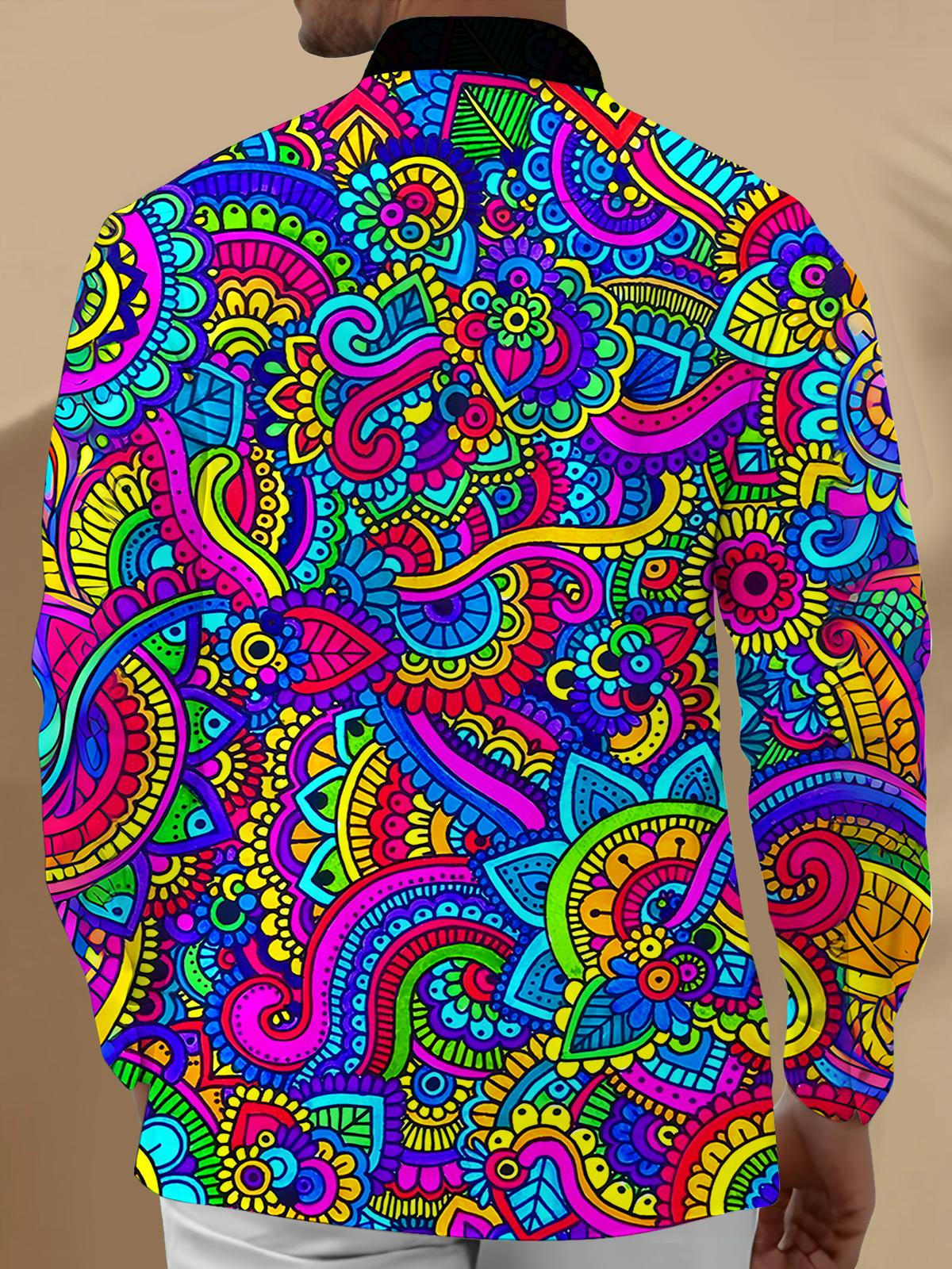 Floral Men's Pocket Long Sleeve Shirts