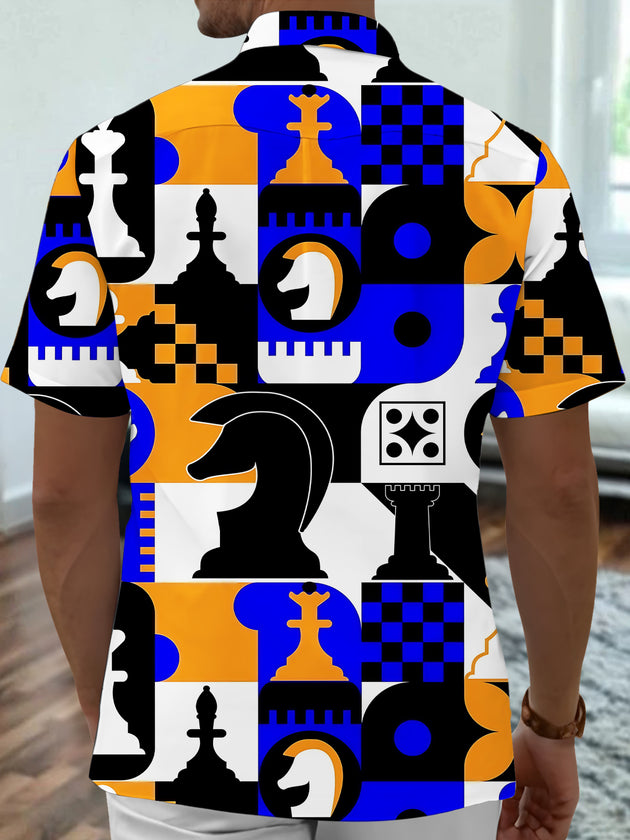 men's abstract print shirt back view
