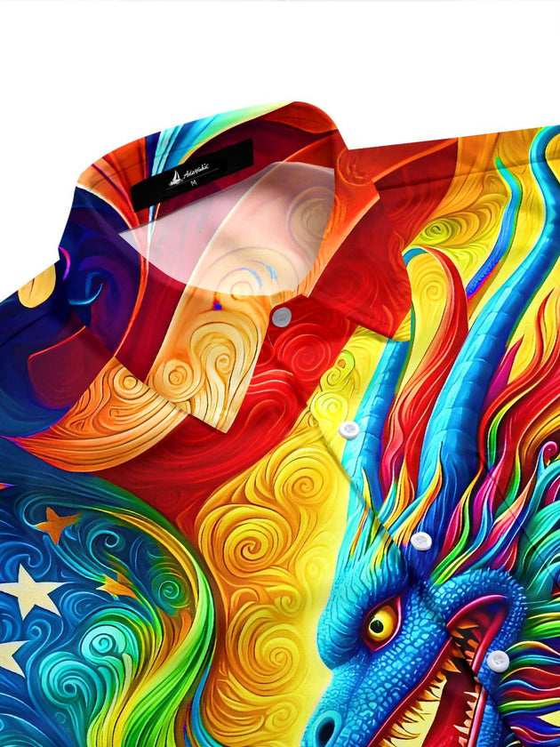 men's Chinese dragon shirt side view