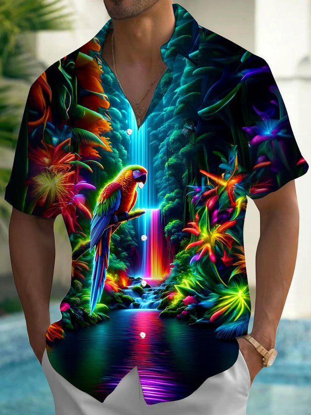 men's Hawaiian shirt front view tropical beach vacation