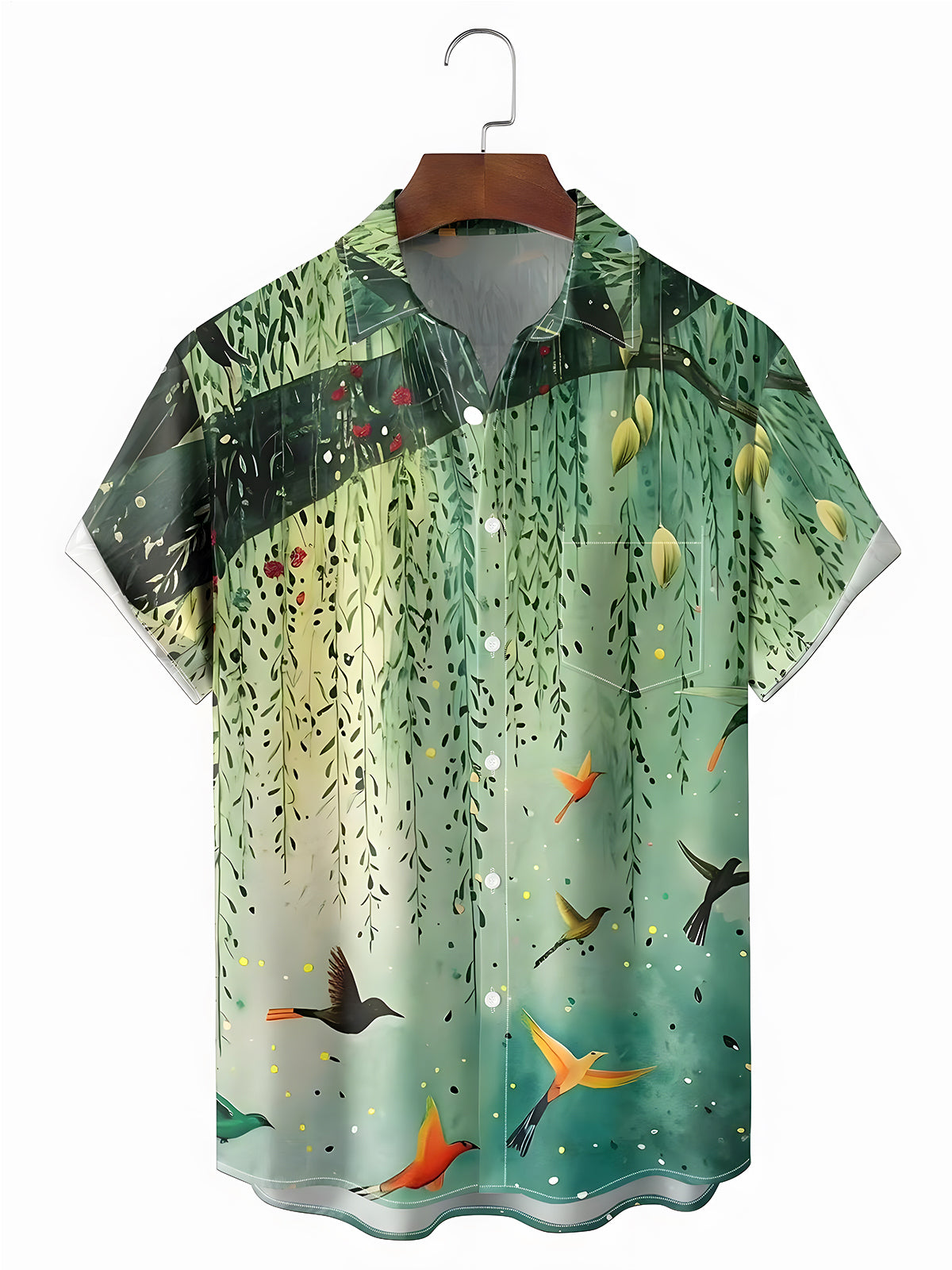 Bird Tree Men's Pocket Short Sleeve Shirts