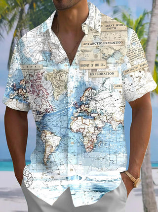 men's Hawaiian shirt front view tropical beach vacation