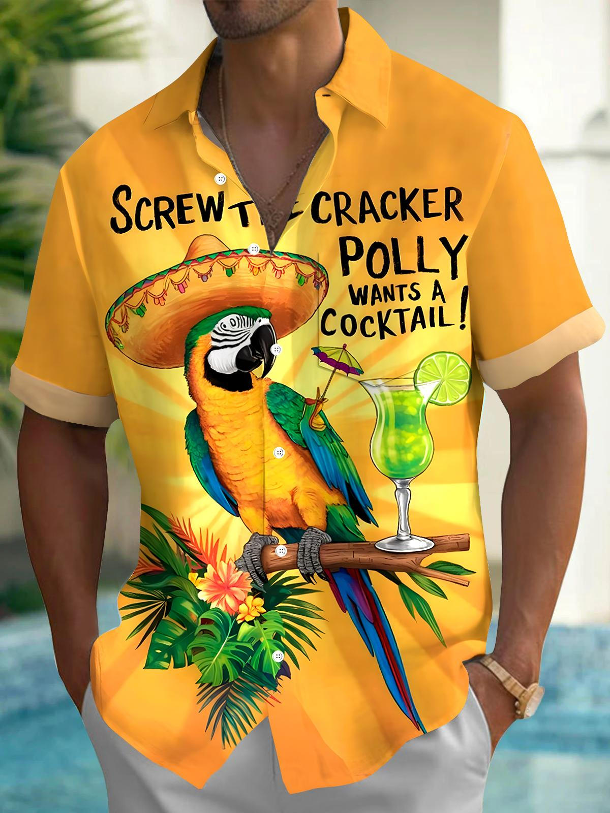 Hawaiian Parrot Men's Pocket Short Sleeve Shirts