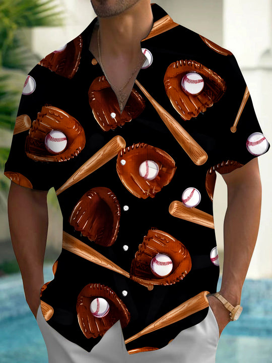 Men's Baseball Pocket Short Sleeve Shirt Front View