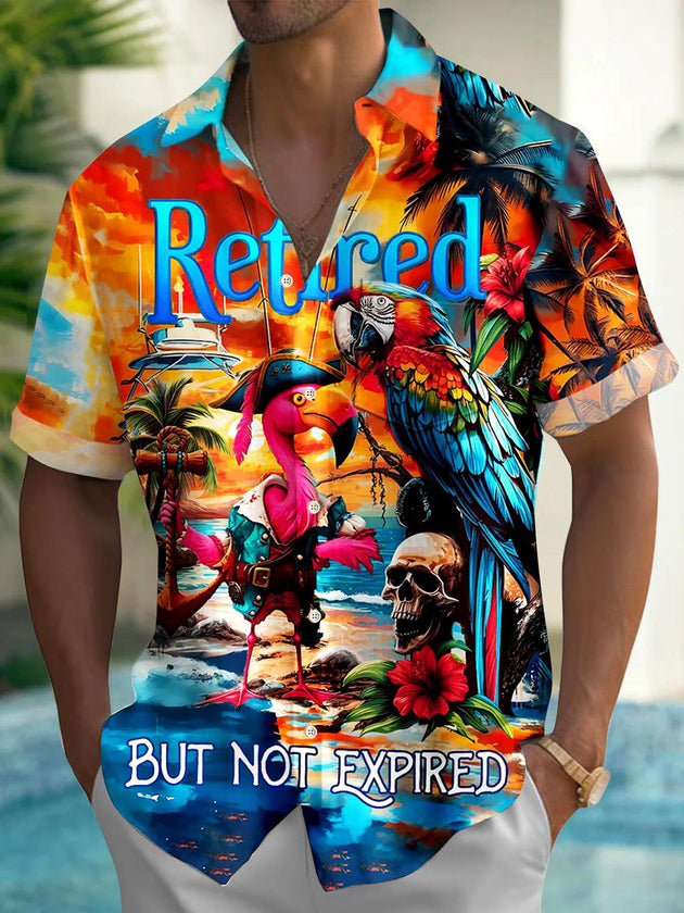 men's Hawaiian shirt front view tropical beach vacation