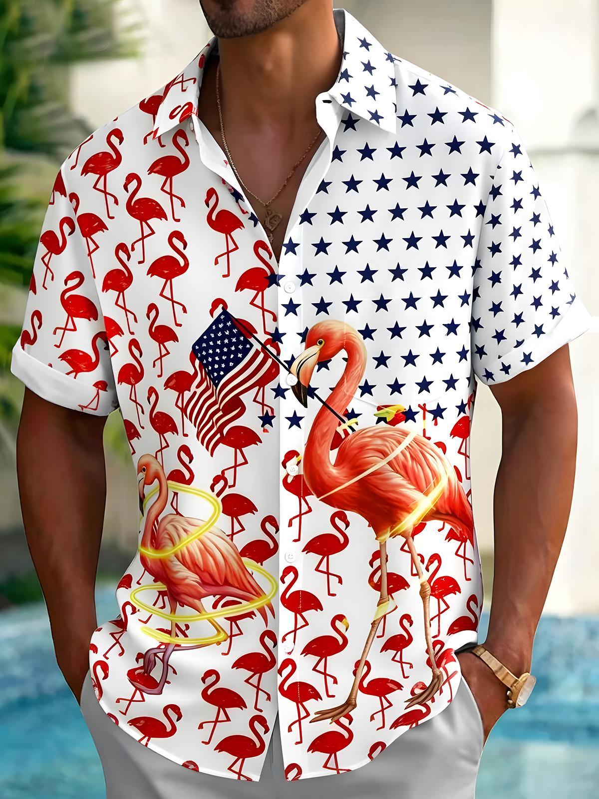 men's Hawaiian shirt front view Independence Day