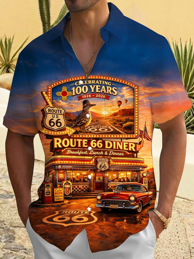 men's retro print shirt front view