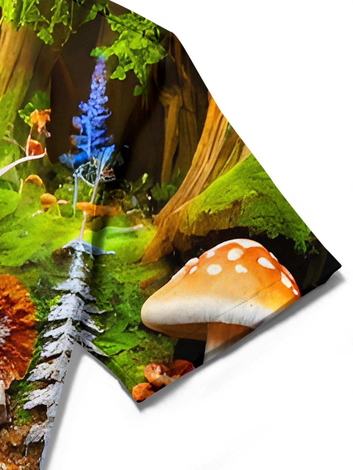 Psychedelic Tribe Mushrooms Men's Pocket Short Sleeve Shirts