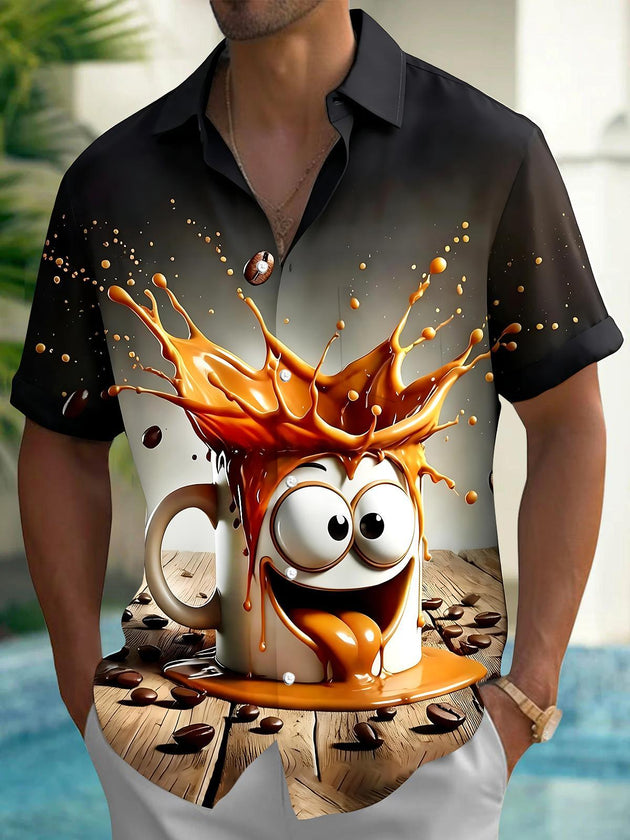 Funny Coffee Men's Pocket Short Sleeve Shirts