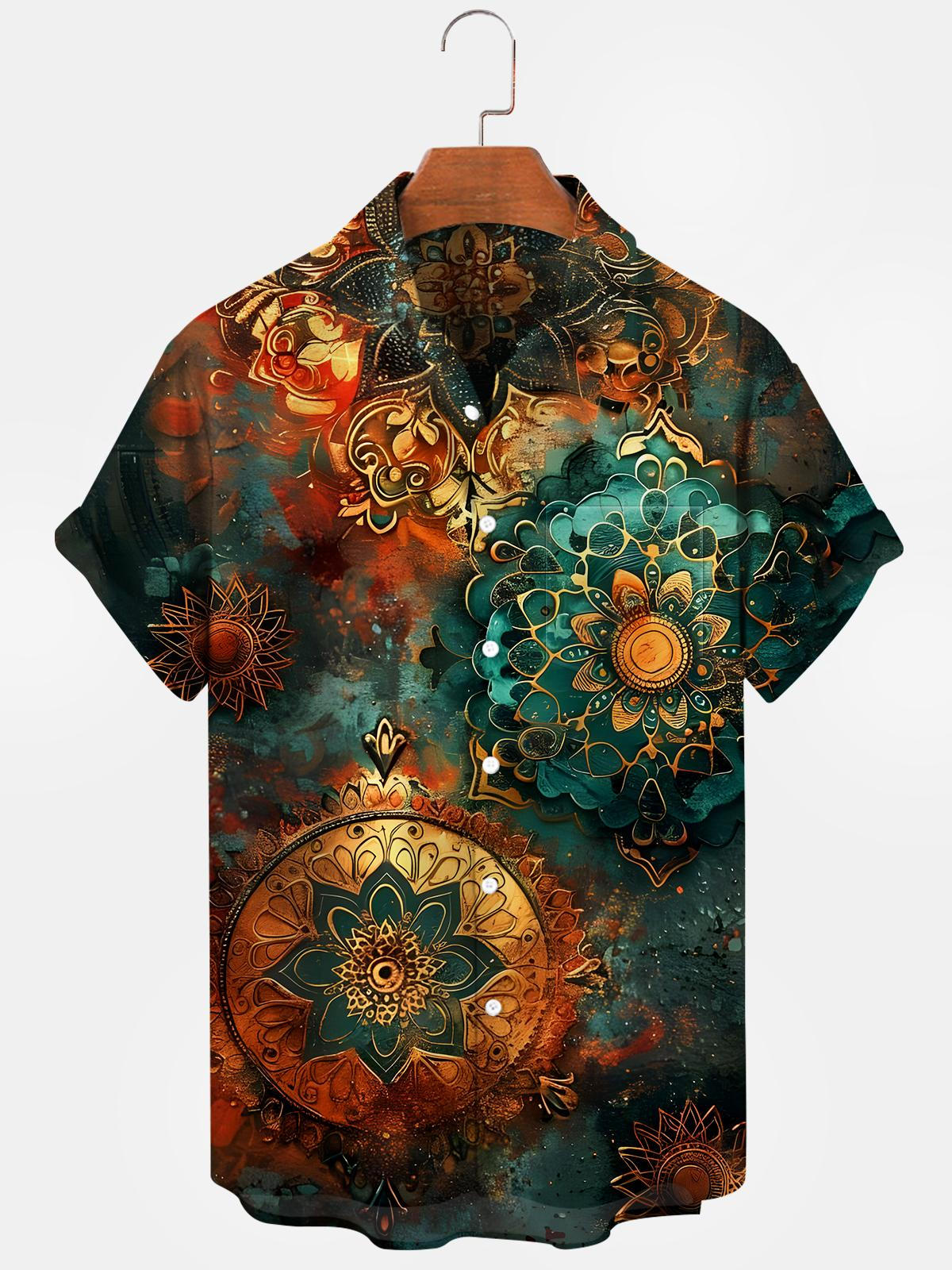 Floral Men's Pocket Short Sleeve Shirts