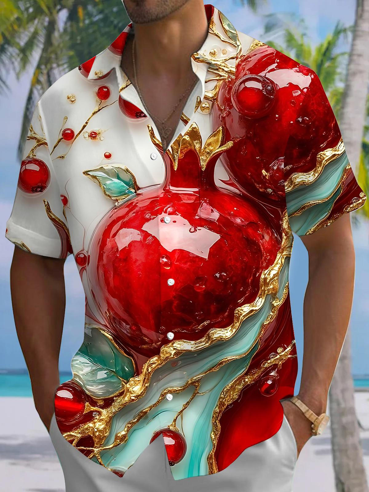 Pomegranate Art Print Men's Pocket Short Sleeve Shirts