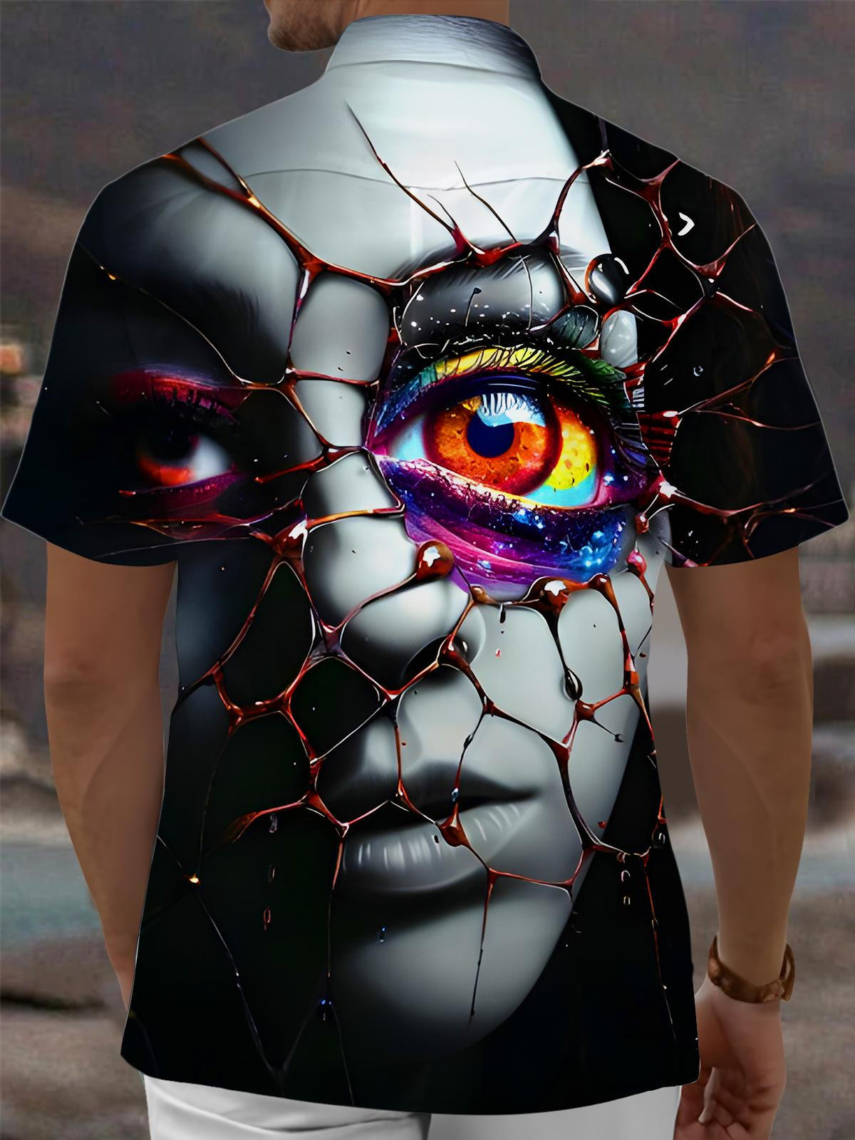 Dark Face Eyes Men's Pocket Short Sleeve Shirts