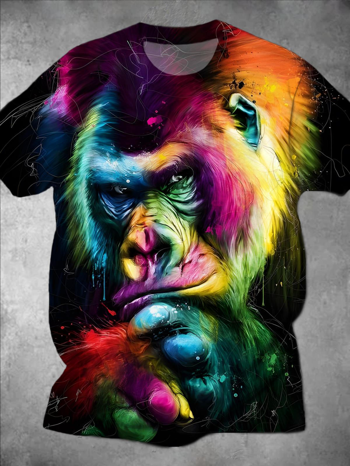 Animal Orangutan Round Neck Short Sleeve Men's T-shirt