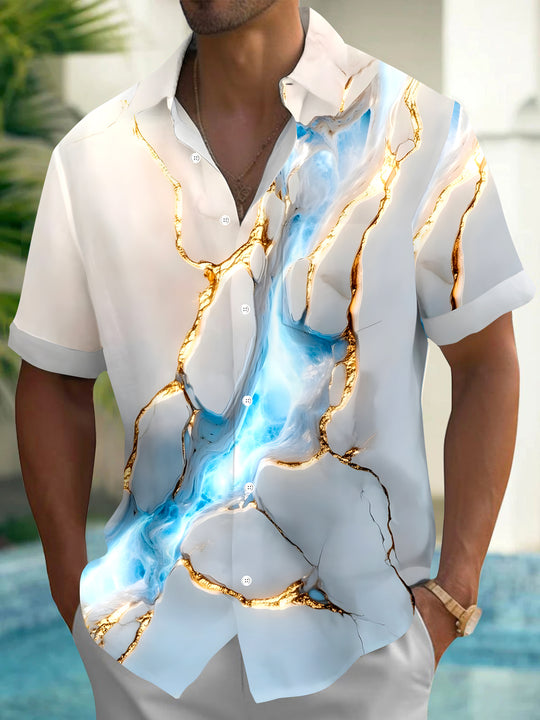 men abstract print short sleeve shirt front view