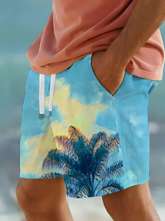 men's Hawaiian casual pants front view tropical beach vacation