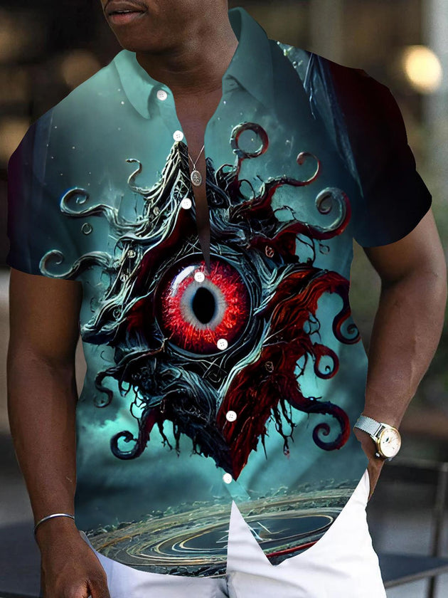 men's eye graphic print shirt front view