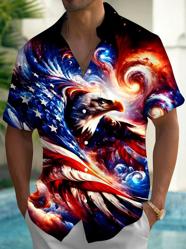 men's eagle print shirt front view Independence Day