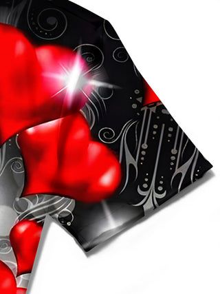 men's Valentine's Day shirt close-up short sleeve