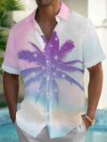 Coconut Tree Short Sleeve Men's Shirts With Pocket