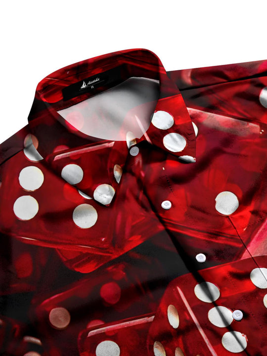 Men's short sleeve shirt with dice print, side view