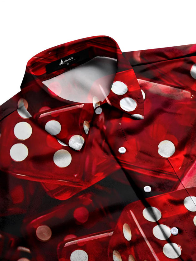 Men's short sleeve shirt with dice print, side view