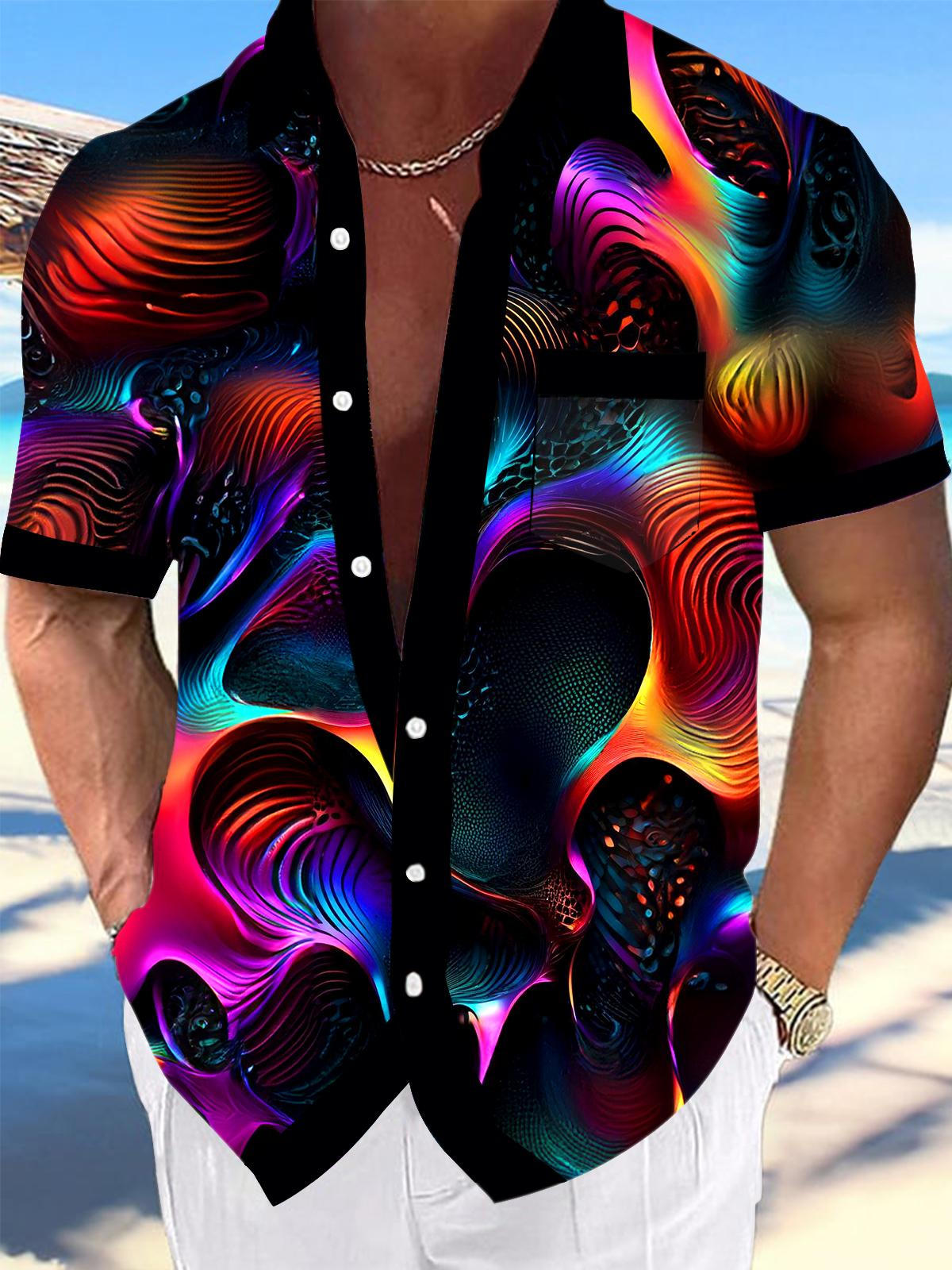 Abstract Men's Pocket Short Sleeve Shirts