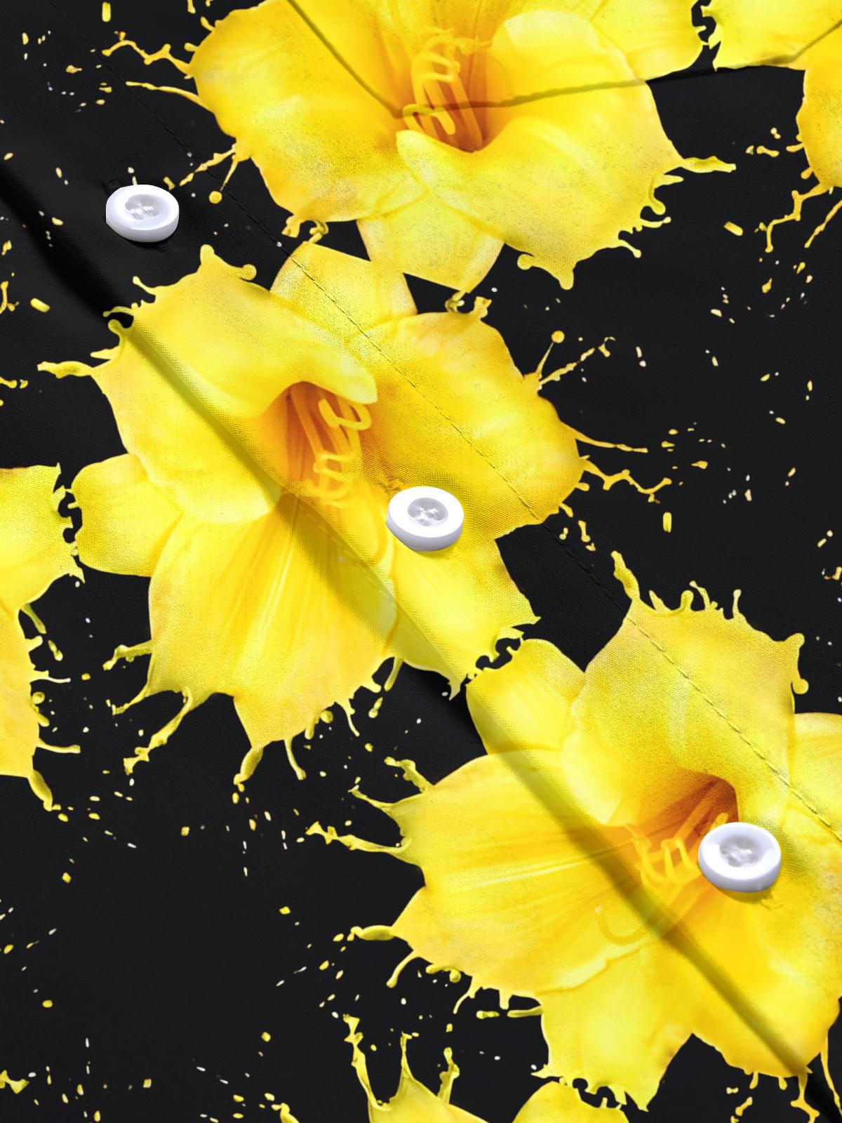 Floral Print Men's Pocket Short Sleeve Shirts