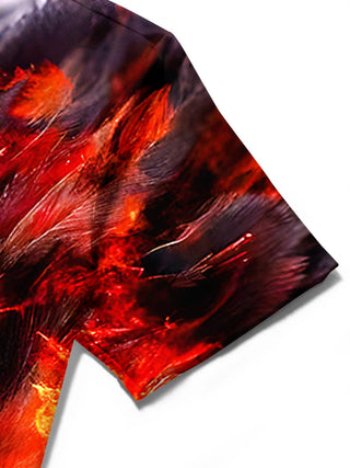 Men's eagle print short sleeve shirt detailed fabric close-up