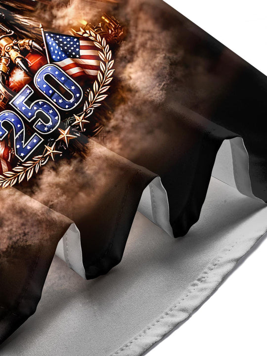 Men wearing retro eagle American flag print short sleeve shirt lifestyle Independence Day