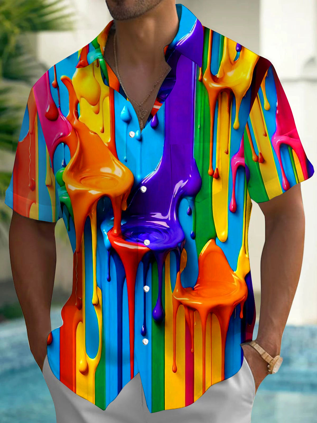 Flowing Colors Artwork Men's Pocket Short Sleeve Shirts